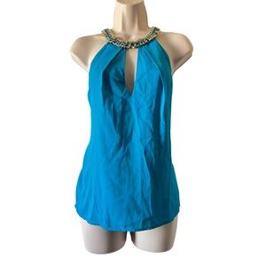 Marciano Teal Halter Top with Chain Detail